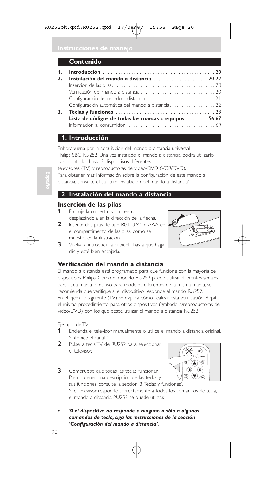 Philips SBCRU252 User Manual | Page 20 / 72