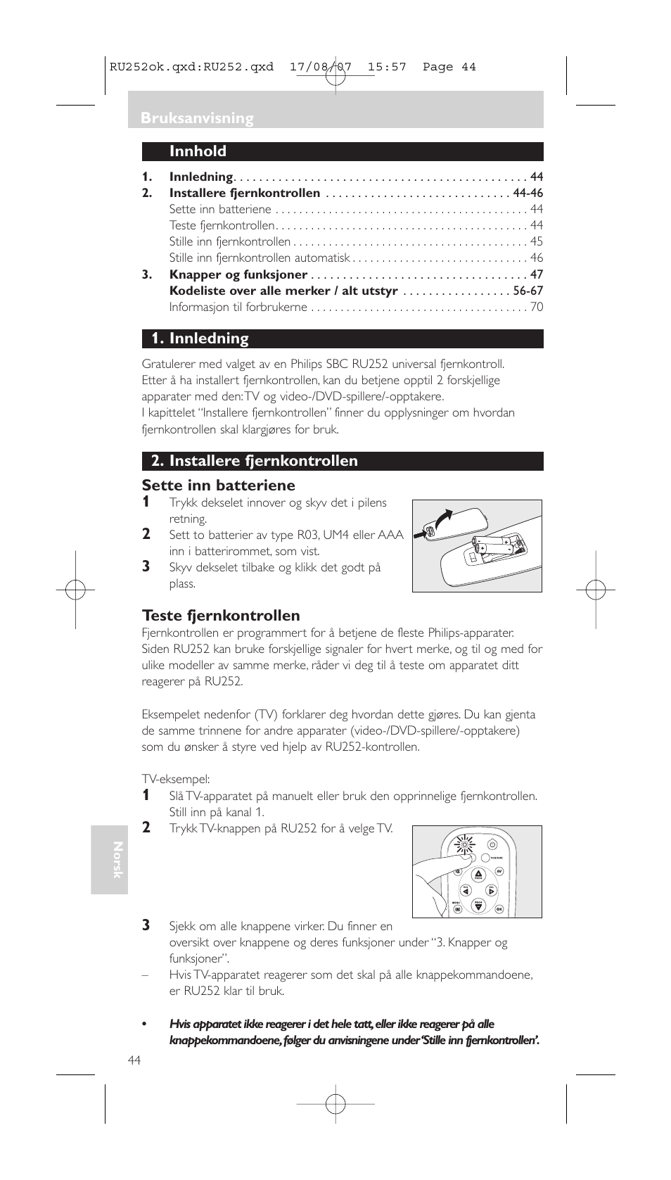 Philips SBCRU252 User Manual | Page 44 / 72