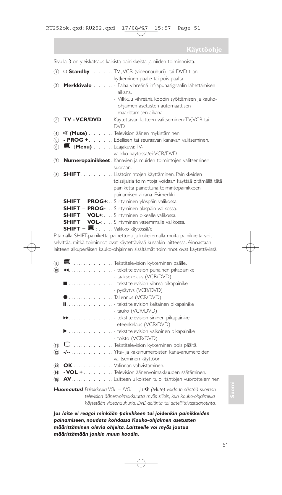 Käyttöohje | Philips SBCRU252 User Manual | Page 51 / 72