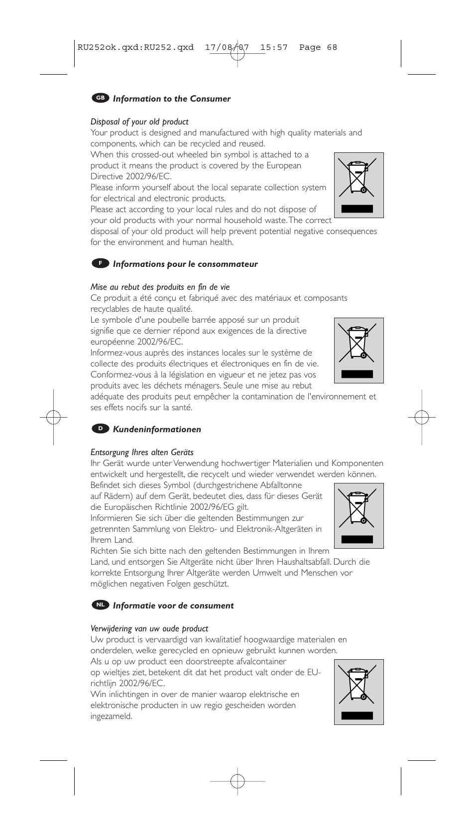 Philips SBCRU252 User Manual | Page 68 / 72