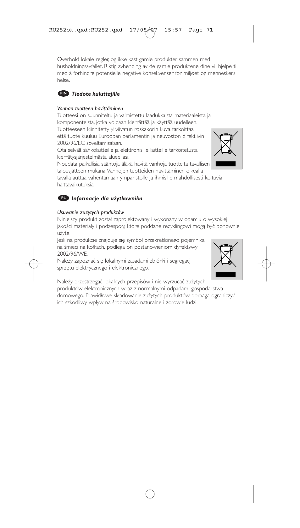 Philips SBCRU252 User Manual | Page 71 / 72