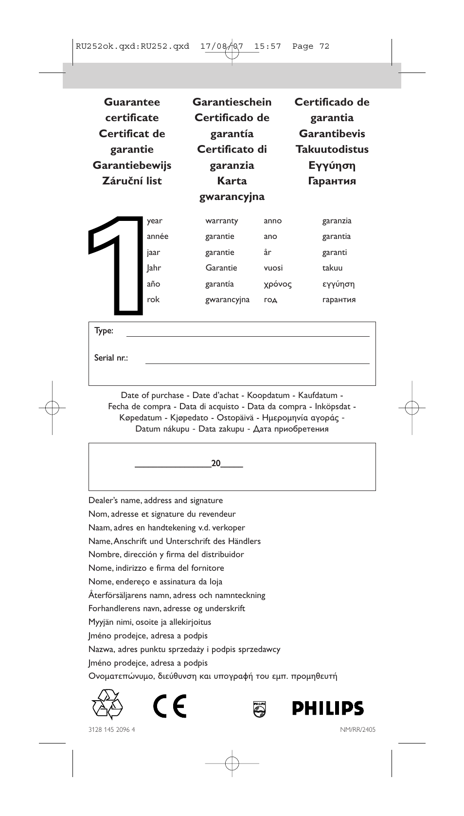Philips SBCRU252 User Manual | Page 72 / 72