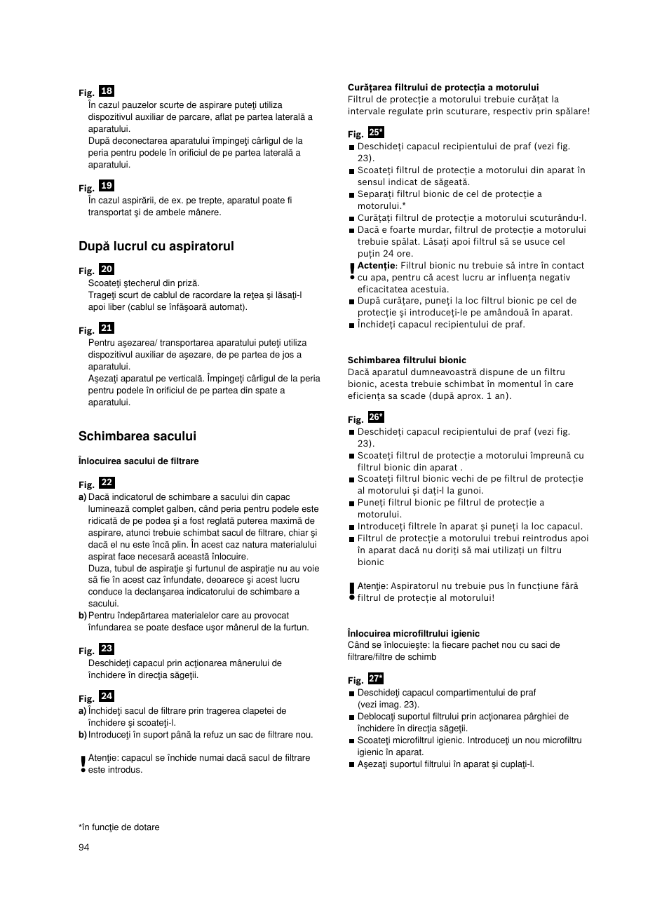 Dupå lucrul cu aspiratorul, Schimbarea sacului | Bosch Bodenstaubsauger Beutel BSGL32400 kirschrot-metallic Bosch GL-30 2400W User Manual | Page 100 / 123