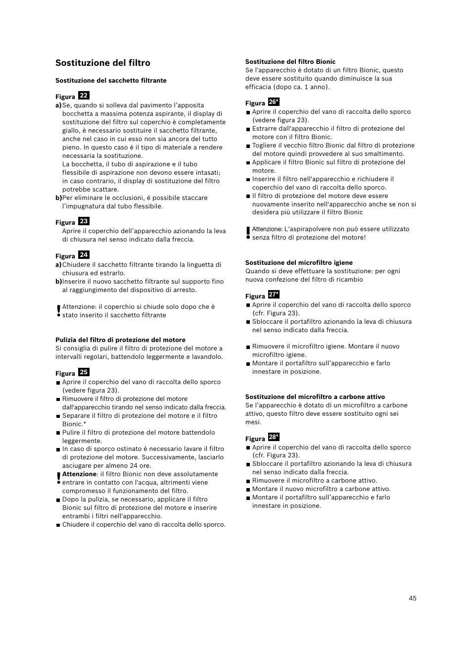 Sostituzione del filtro | Bosch Bodenstaubsauger Beutel BSGL32400 kirschrot-metallic Bosch GL-30 2400W User Manual | Page 51 / 123