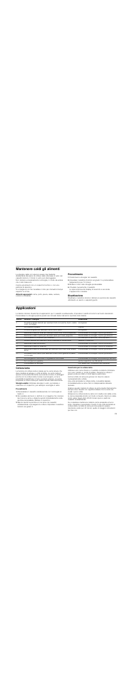 Mantenere caldi gli alimenti, Procedimento, Posizionare le stoviglie nel cassetto | Mettere il cibo nelle stoviglie preriscaldate, Chiudere nuovamente il cassetto, Disattivazione, Applicazioni, Cottura lenta, Avvertenze per la cottura lenta | Bosch HSC140652 Einbau-Wärmeschublade Edelstahl 141 mm hoch User Manual | Page 29 / 40