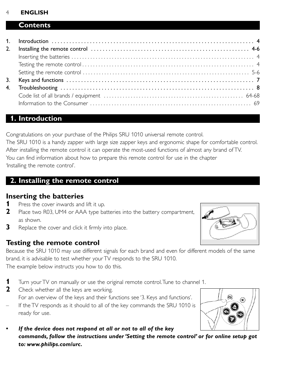 Philips SRU1010 User Manual | Page 3 / 73