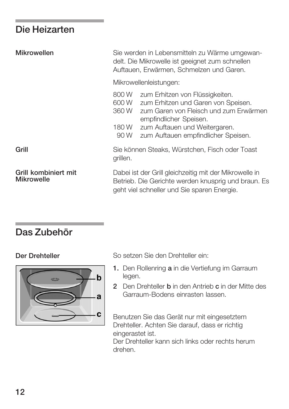 Die heizarten, Das zubehör | Bosch HMT72G420 - weiß Mikrowellengerät mit Grill User Manual | Page 12 / 160
