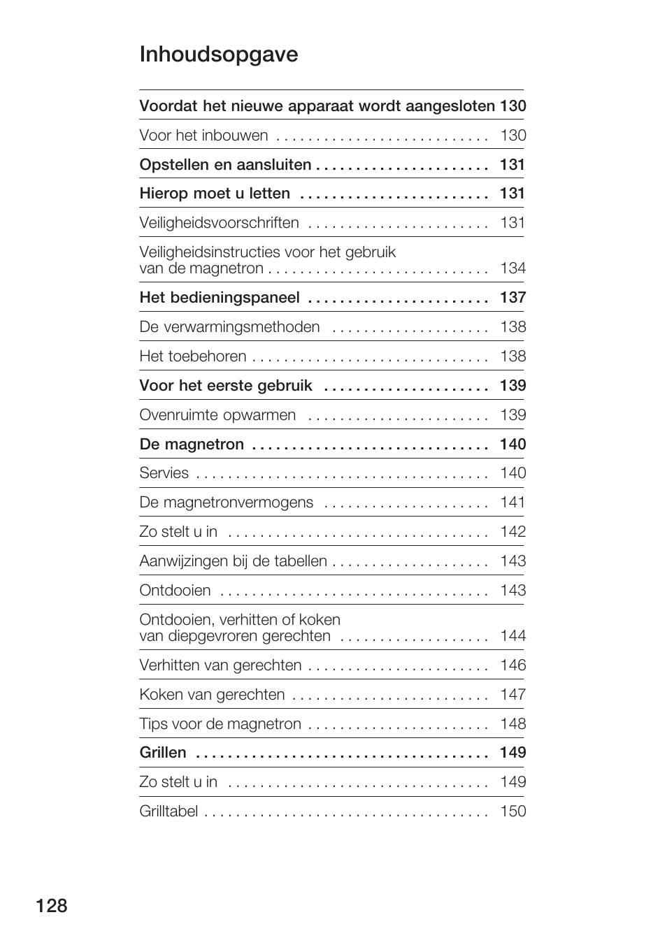 Inhoudsopgave | Bosch HMT72G420 - weiß Mikrowellengerät mit Grill User Manual | Page 128 / 160