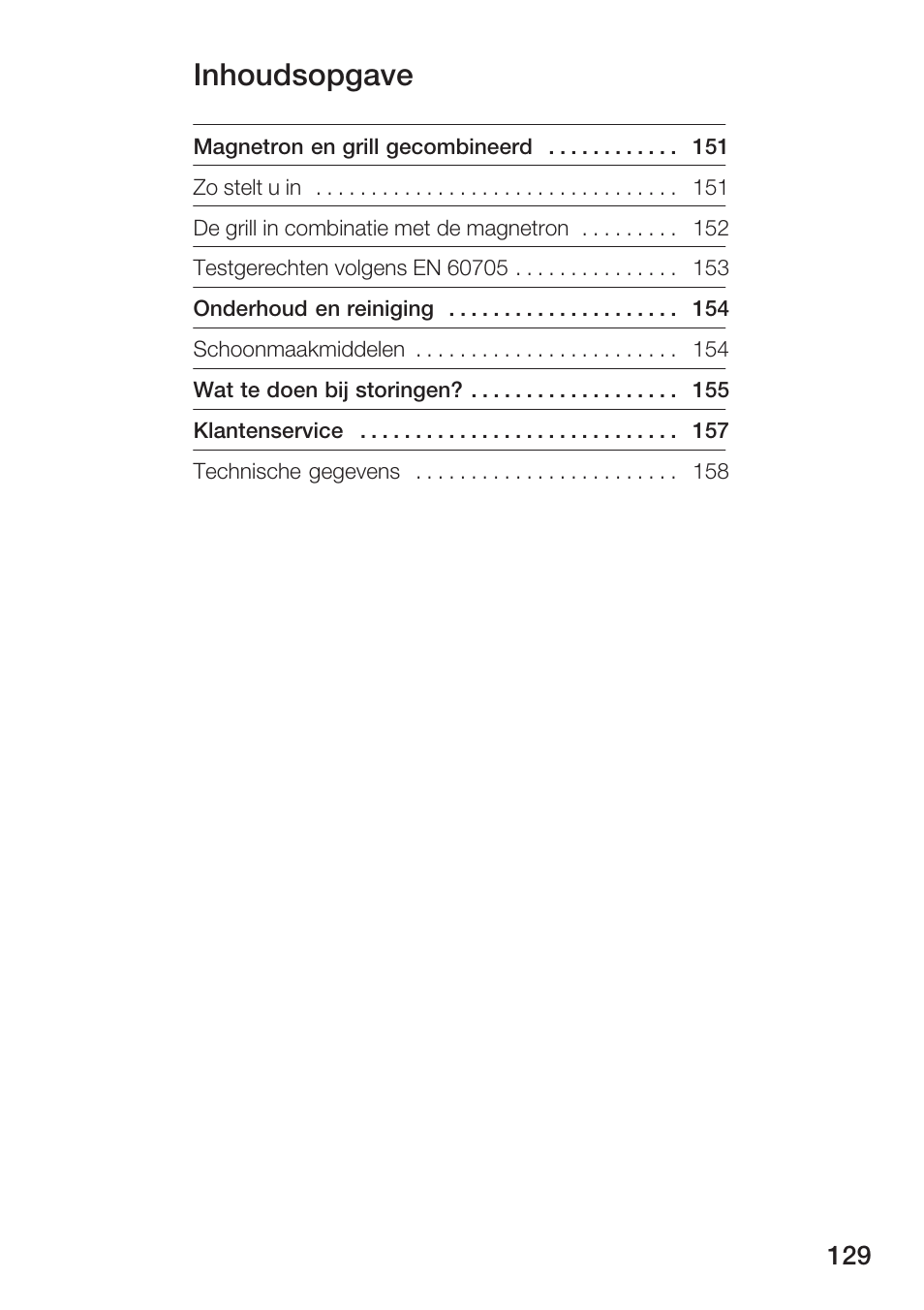 Inhoudsopgave | Bosch HMT72G420 - weiß Mikrowellengerät mit Grill User Manual | Page 129 / 160