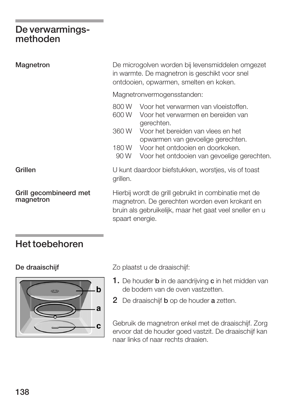 De verwarmingsć methoden, Het toebehoren | Bosch HMT72G420 - weiß Mikrowellengerät mit Grill User Manual | Page 138 / 160
