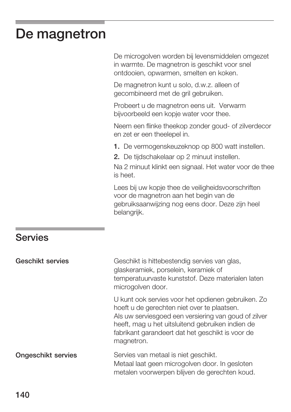 De magnetron, Servies | Bosch HMT72G420 - weiß Mikrowellengerät mit Grill User Manual | Page 140 / 160