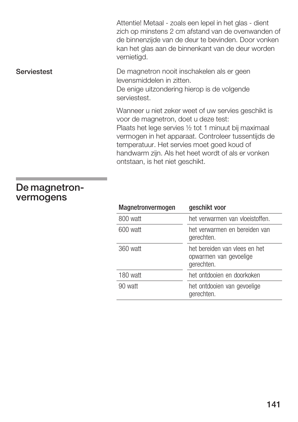 De magnetronć vermogens | Bosch HMT72G420 - weiß Mikrowellengerät mit Grill User Manual | Page 141 / 160