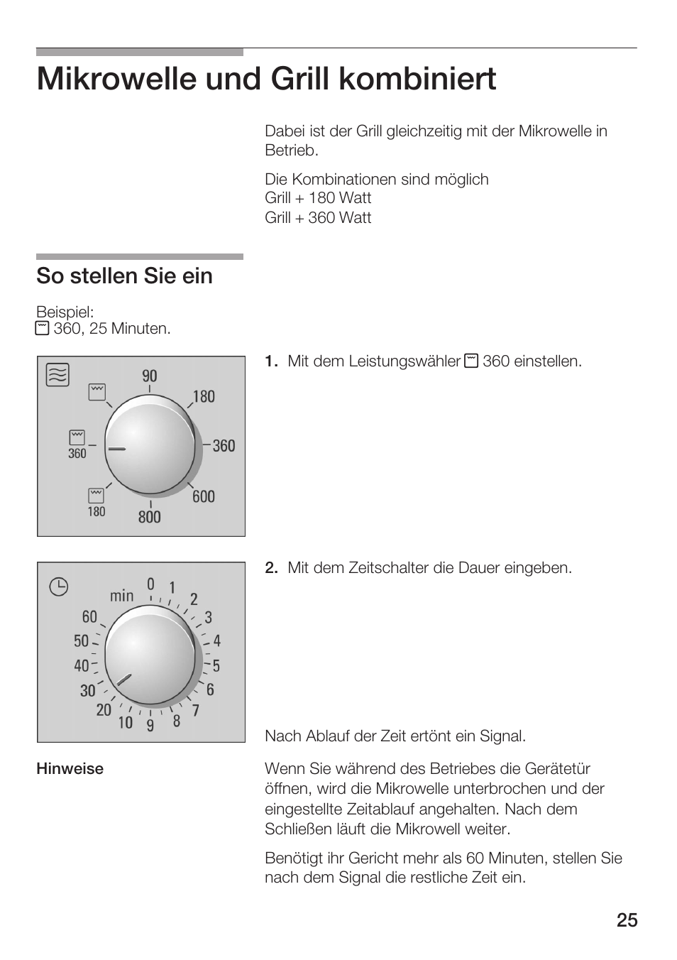 Mikrowelle und grill kombiniert, So stellen sie ein | Bosch HMT72G420 - weiß Mikrowellengerät mit Grill User Manual | Page 25 / 160