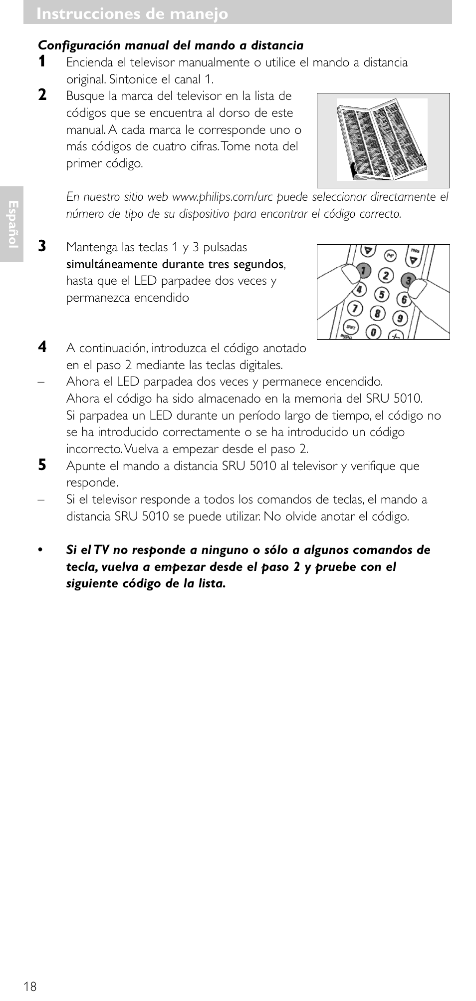 Instrucciones de manejo | Philips SRU5010 User Manual | Page 17 / 63