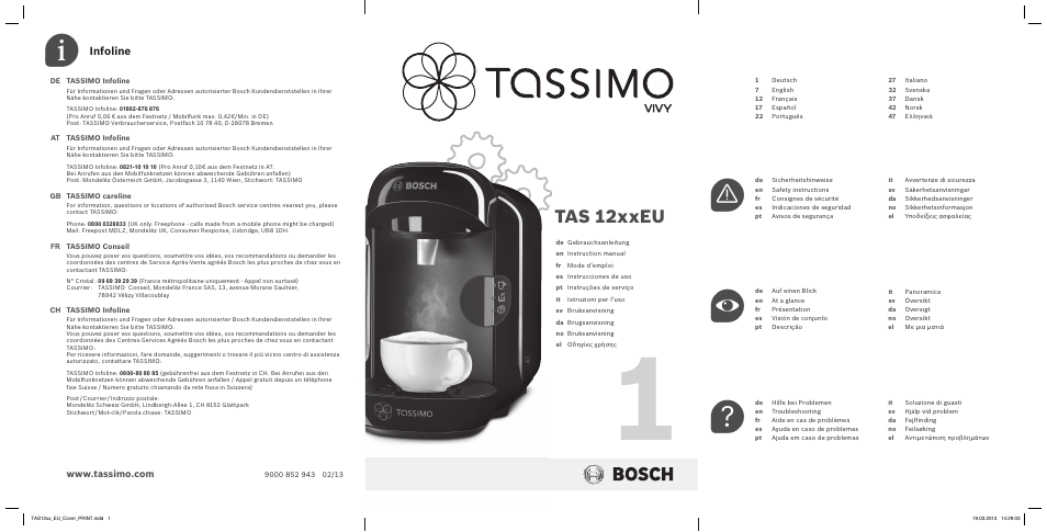 Bosch TASSIMO T12 TAS1204 User Manual | 58 pages