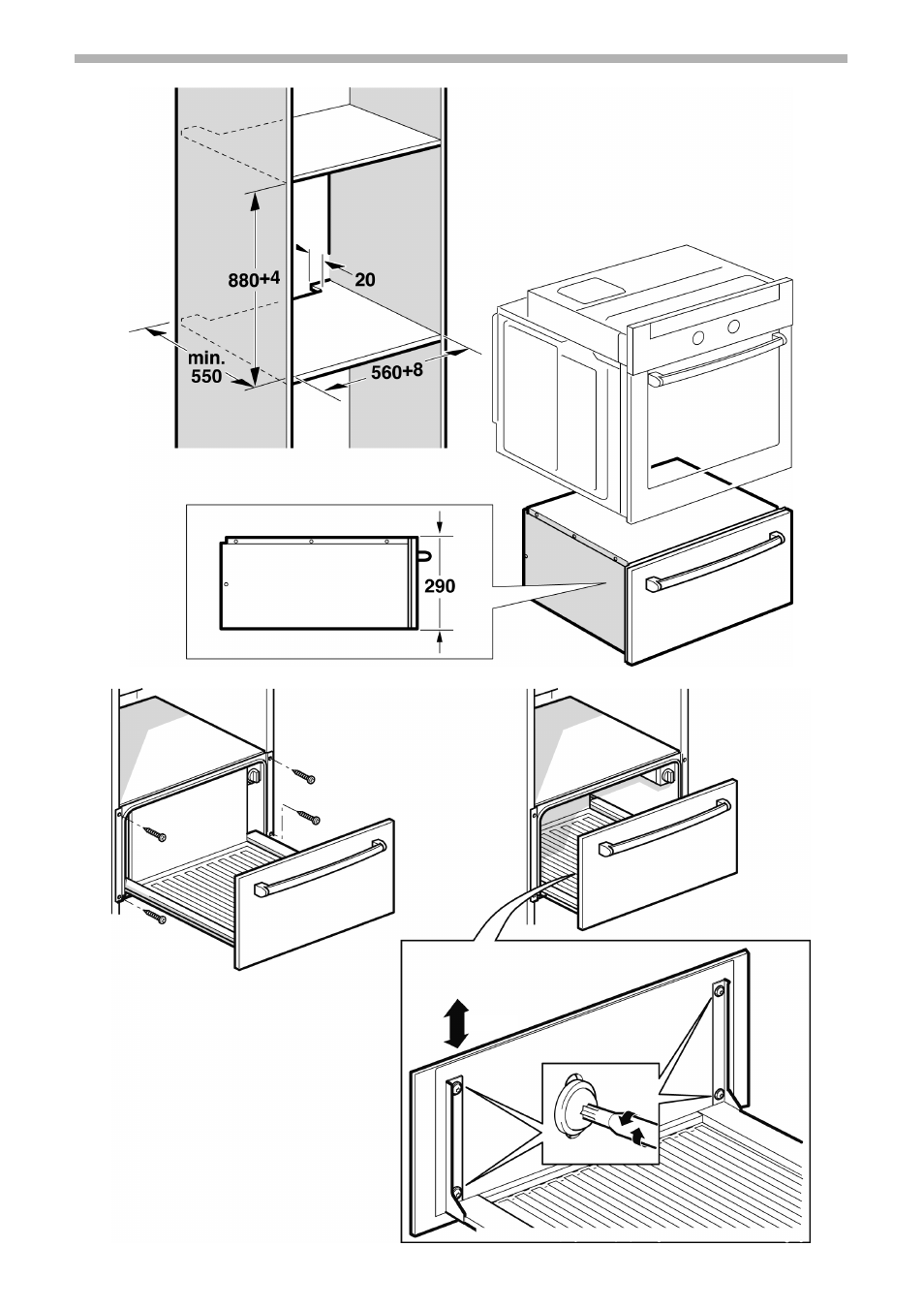 Bosch HSC140652 Einbau-Wärmeschublade Edelstahl 141 mm hoch User Manual | Page 2 / 5