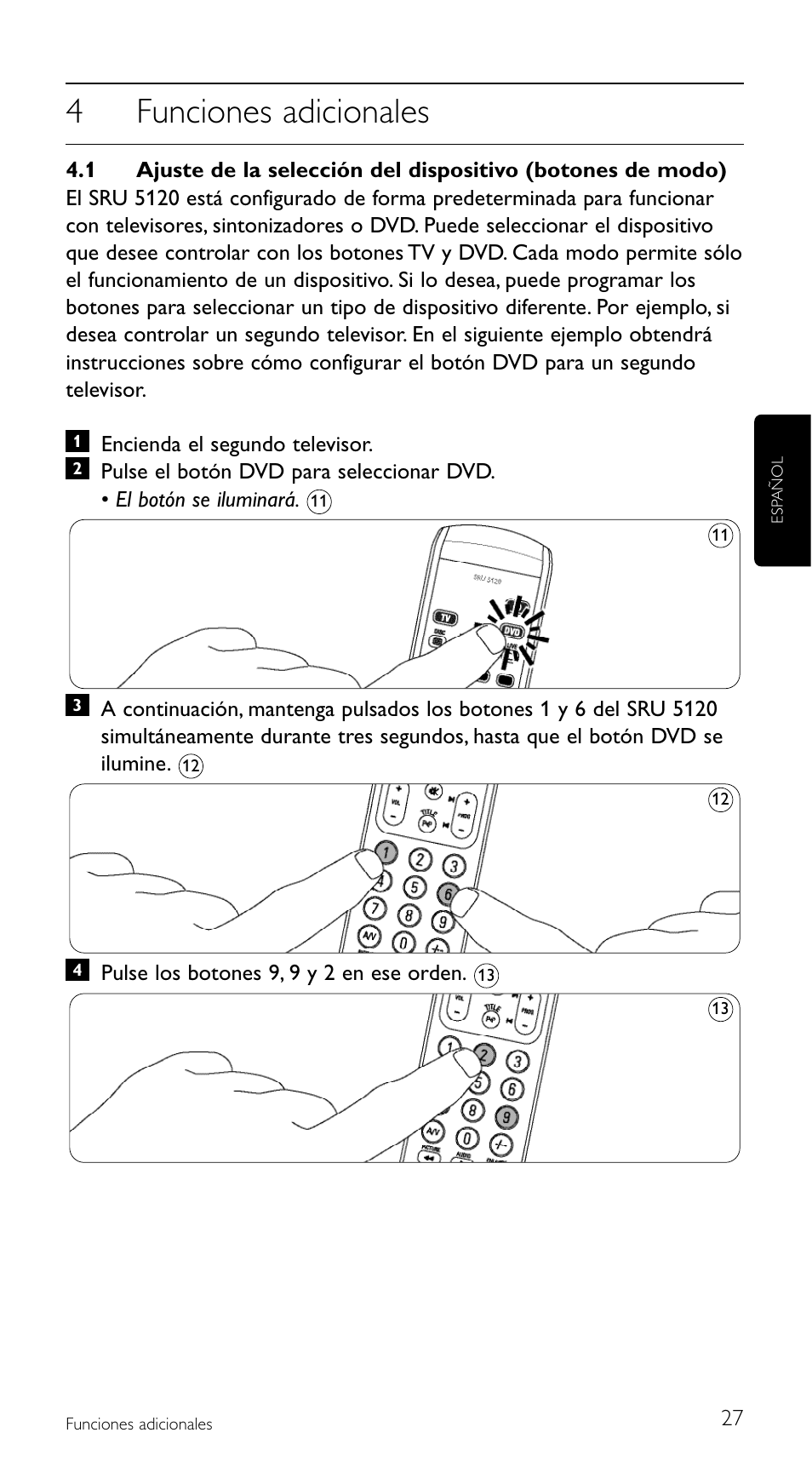 4funciones adicionales | Philips SRU5120 User Manual | Page 27 / 104