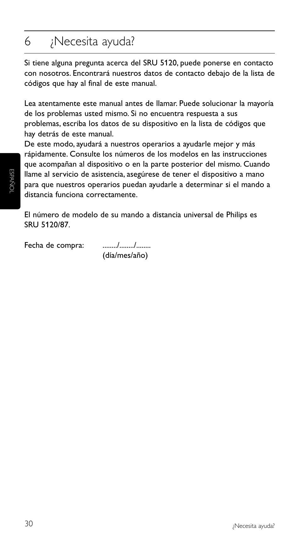 6¿necesita ayuda | Philips SRU5120 User Manual | Page 30 / 104
