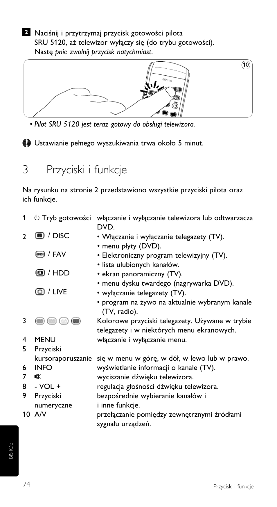 3przyciski i funkcje | Philips SRU5120 User Manual | Page 74 / 104