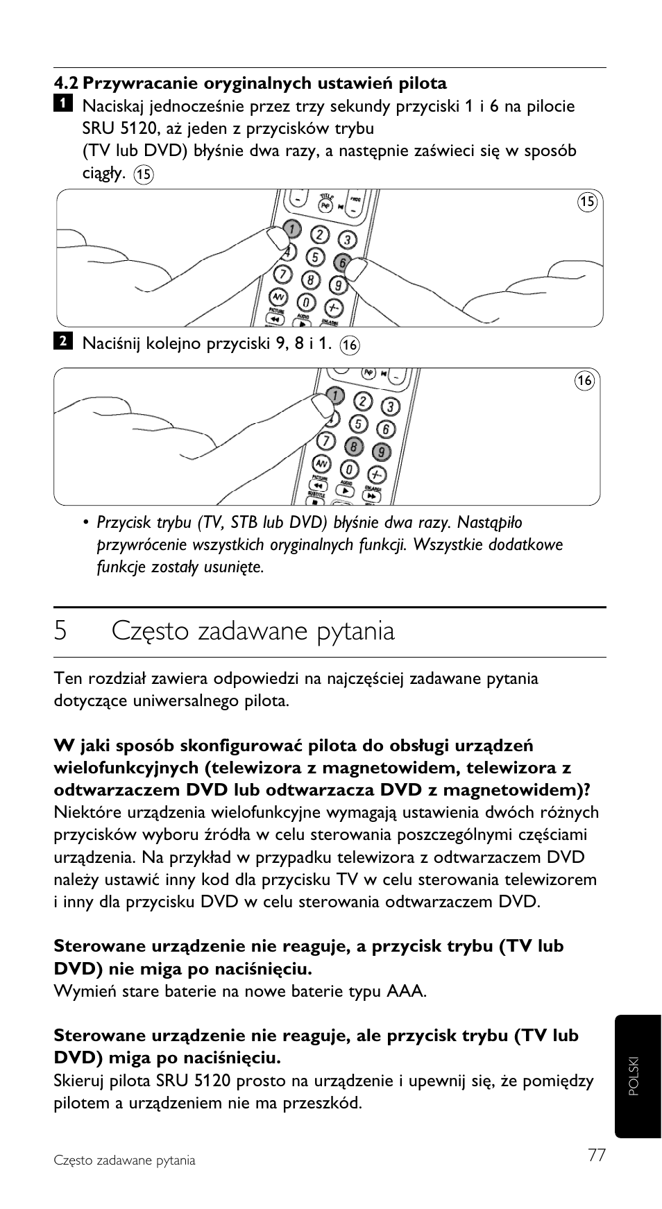 5często zadawane pytania | Philips SRU5120 User Manual | Page 77 / 104