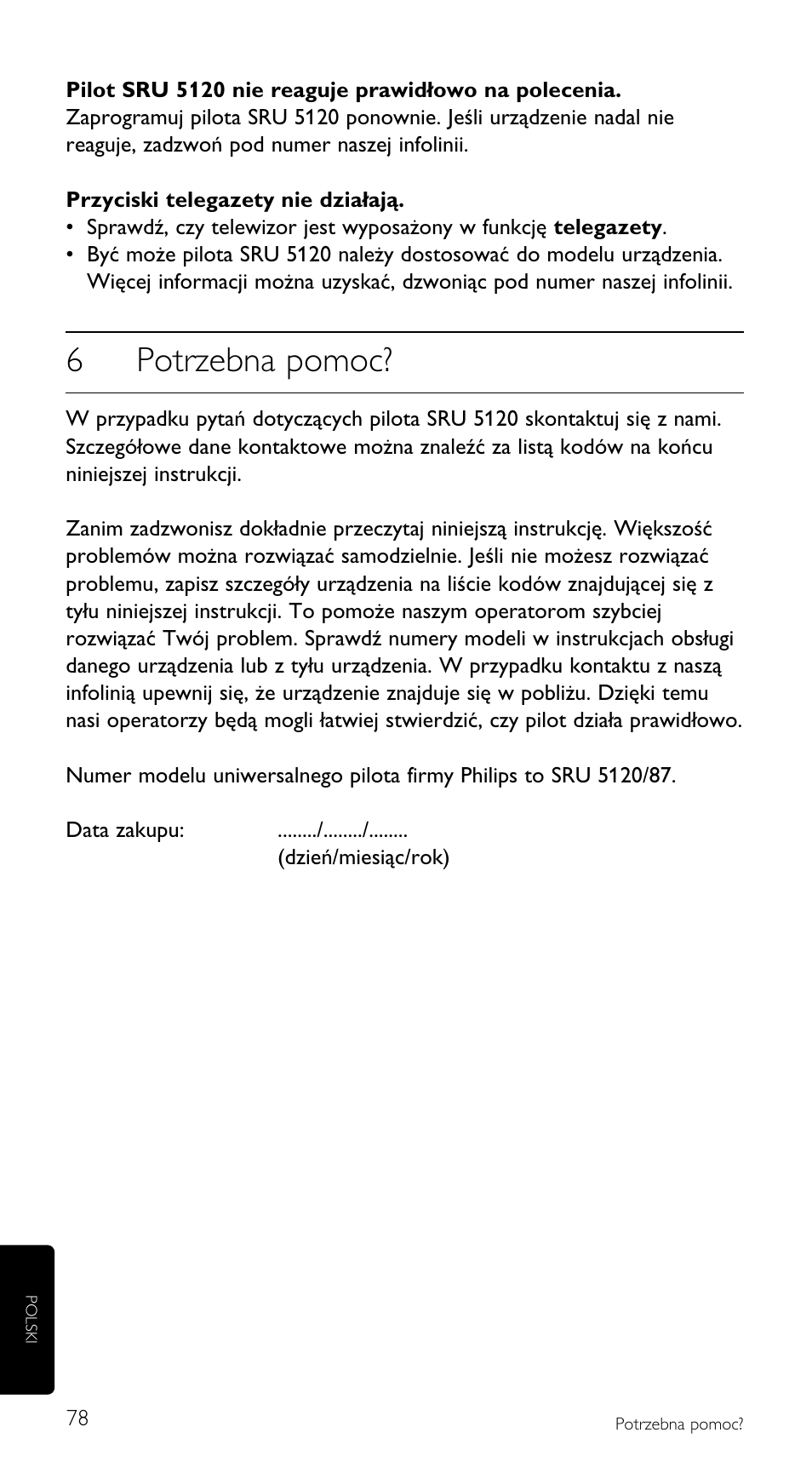 6potrzebna pomoc | Philips SRU5120 User Manual | Page 78 / 104
