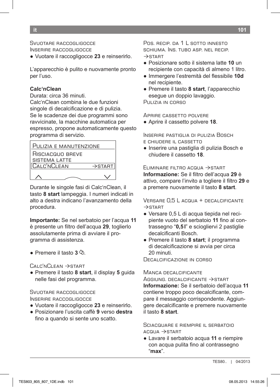 Start | Bosch TES80751DE VeroSelection 700 Kaffeevollautomat Edelstahl User Manual | Page 105 / 116