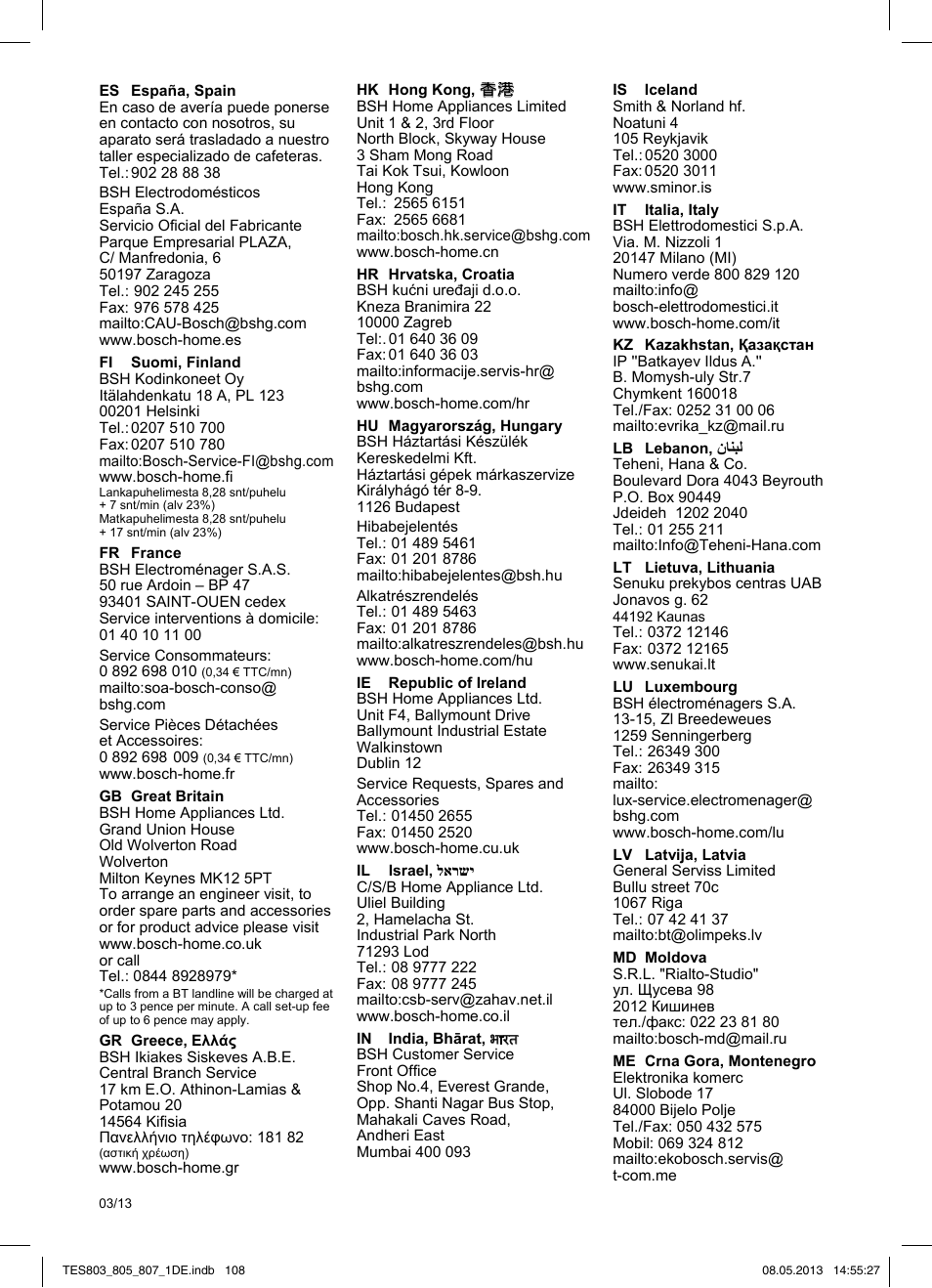 Bosch TES80751DE VeroSelection 700 Kaffeevollautomat Edelstahl User Manual | Page 112 / 116