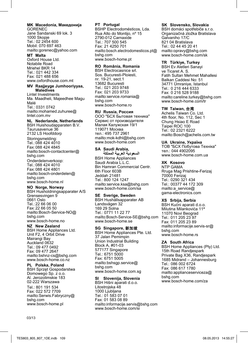 Bosch TES80751DE VeroSelection 700 Kaffeevollautomat Edelstahl User Manual | Page 113 / 116