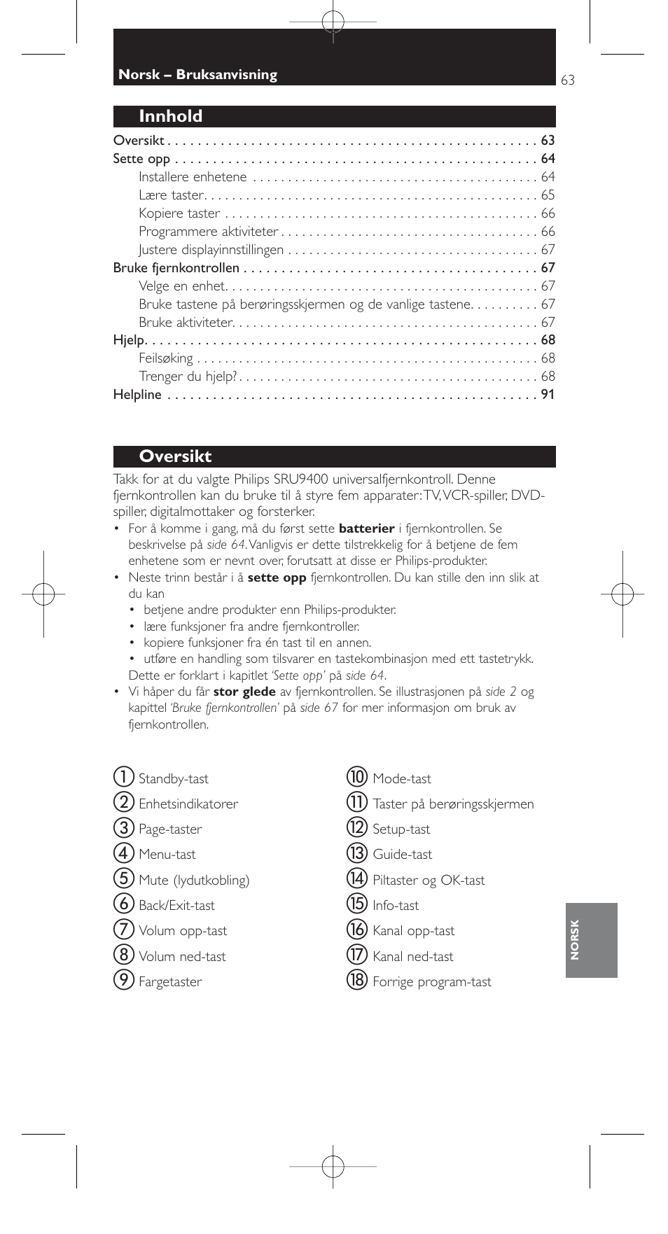 Philips SRU9400 User Manual | Page 63 / 96