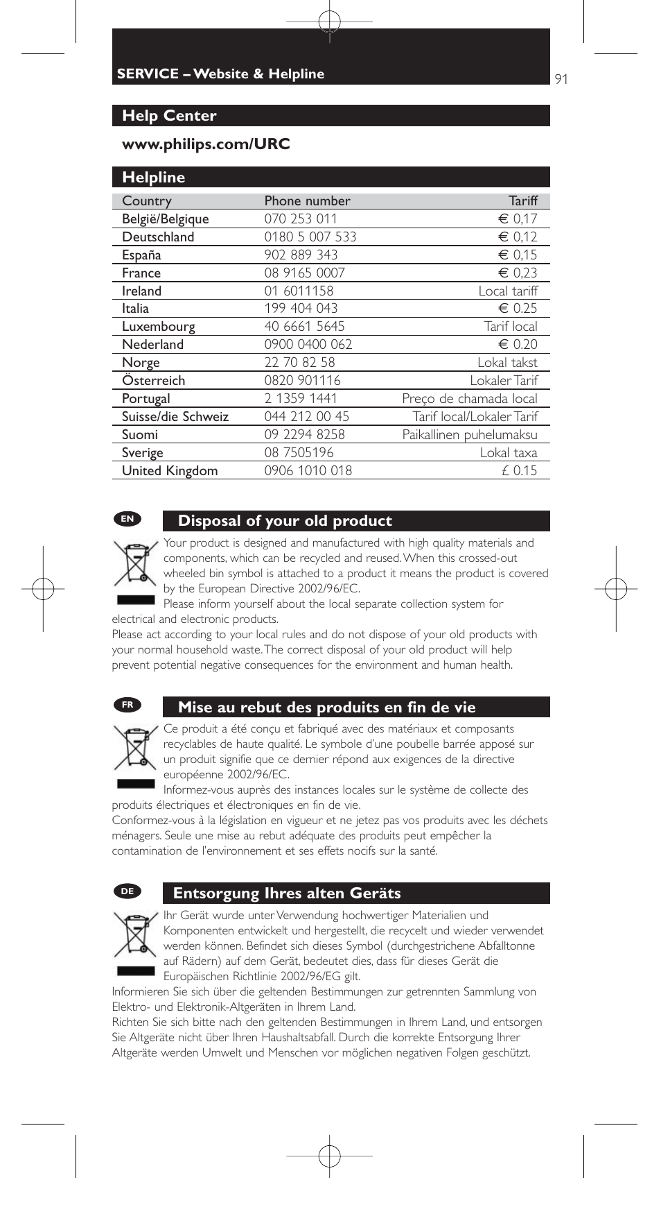 Philips SRU9400 User Manual | Page 91 / 96