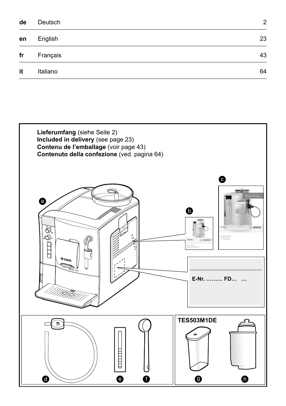 Bosch TES50358DE VeroCafe Latte Kaffeevollautomat Dunkelbraun Silent Evening User Manual | Page 2 / 94