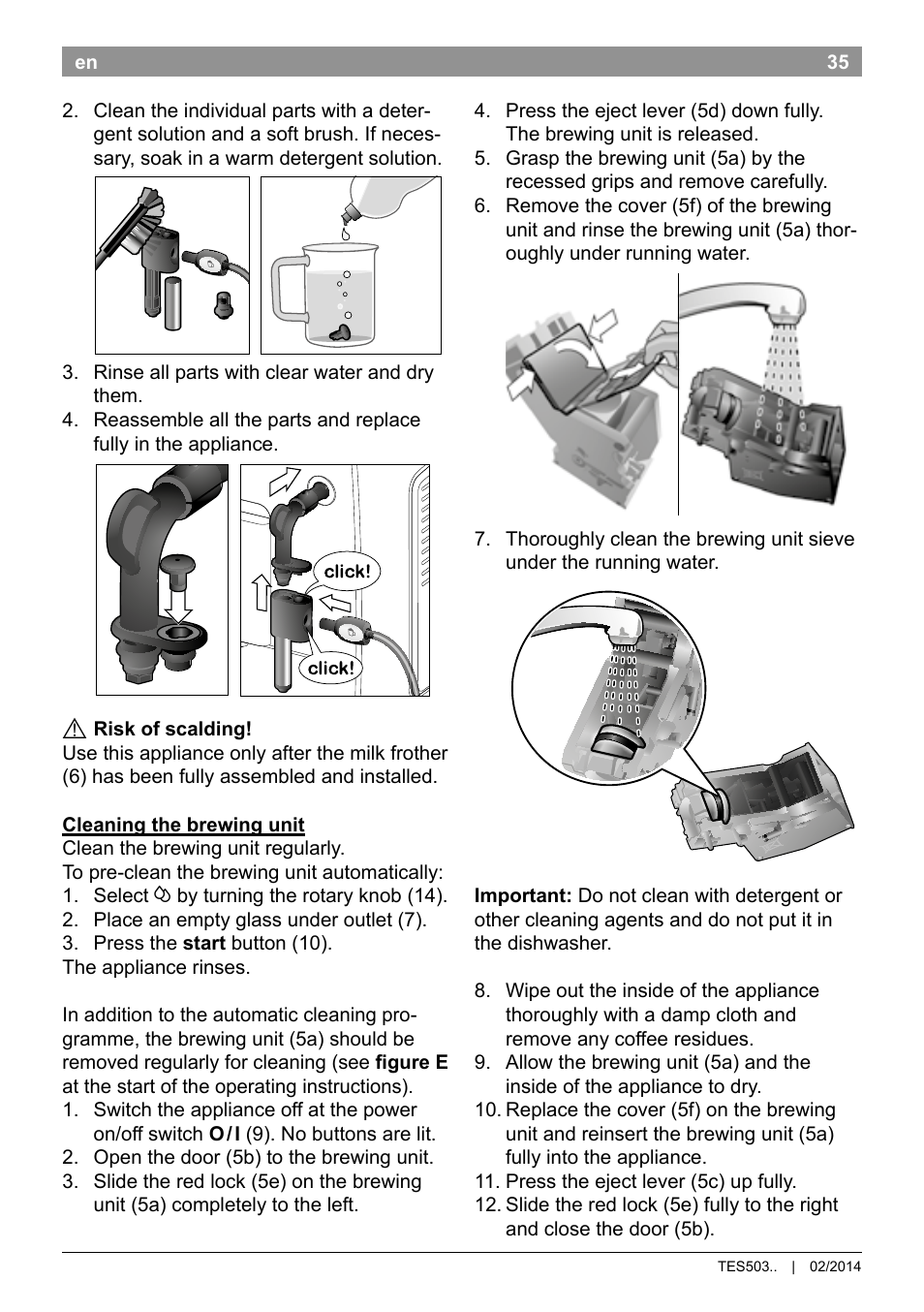 Bosch TES50358DE VeroCafe Latte Kaffeevollautomat Dunkelbraun Silent Evening User Manual | Page 39 / 94