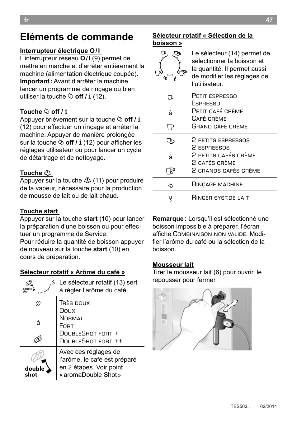 Eléments de commande | Bosch TES50358DE VeroCafe Latte Kaffeevollautomat Dunkelbraun Silent Evening User Manual | Page 51 / 94