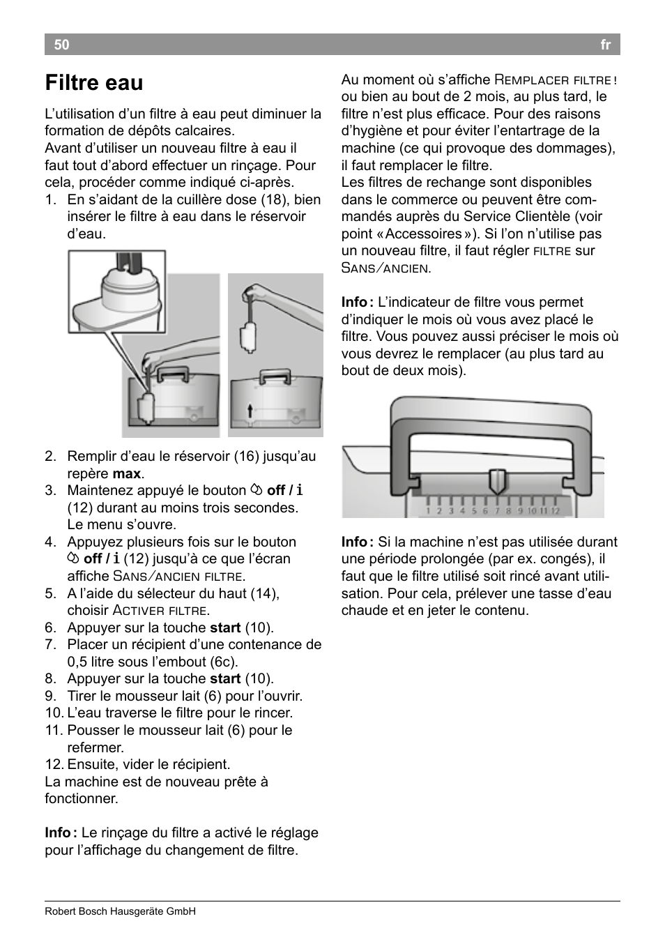 Filtre eau | Bosch TES50358DE VeroCafe Latte Kaffeevollautomat Dunkelbraun Silent Evening User Manual | Page 54 / 94