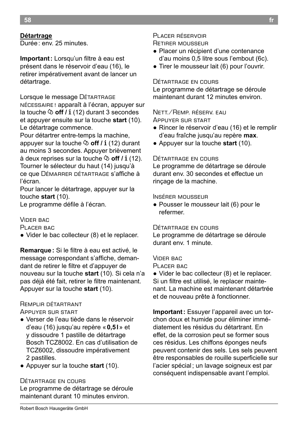 Bosch TES50358DE VeroCafe Latte Kaffeevollautomat Dunkelbraun Silent Evening User Manual | Page 62 / 94