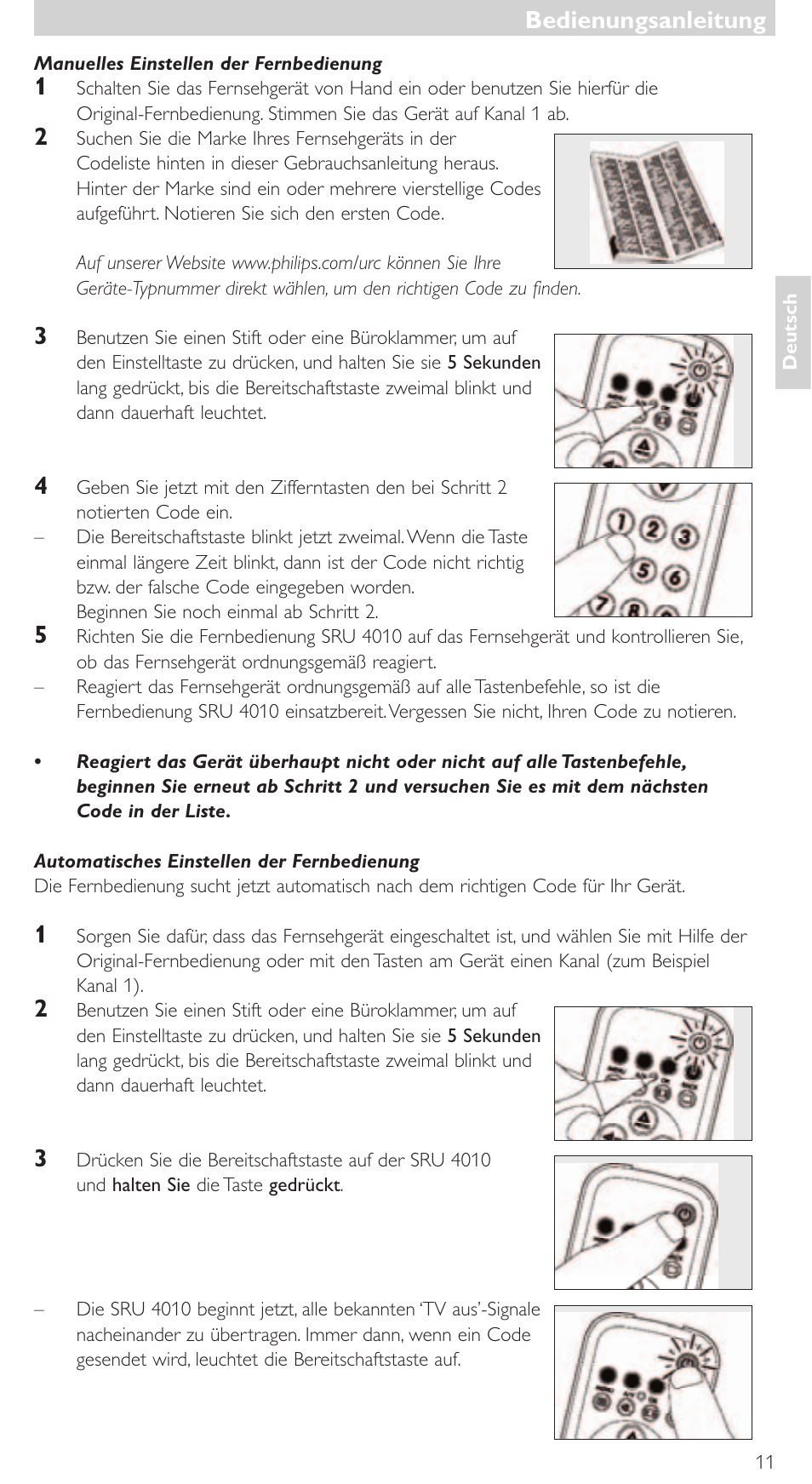 Bedienungsanleitung | Philips SRU4010 User Manual | Page 11 / 64