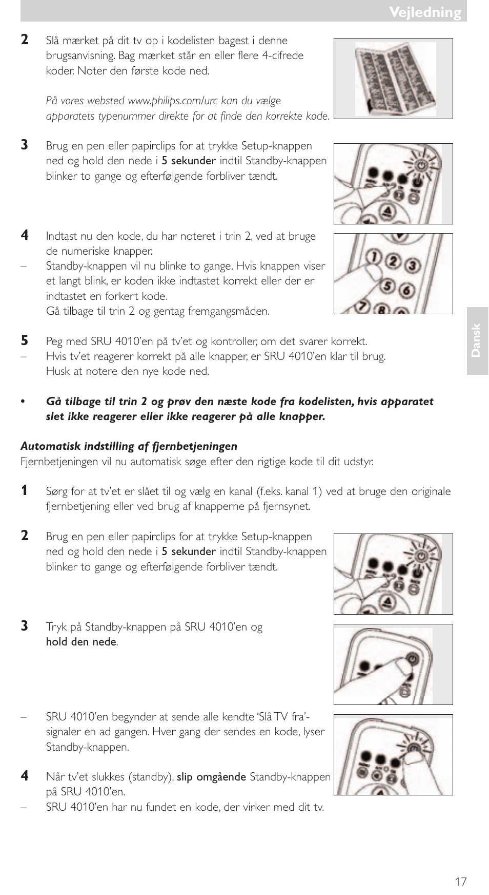 Vejledning | Philips SRU4010 User Manual | Page 17 / 64