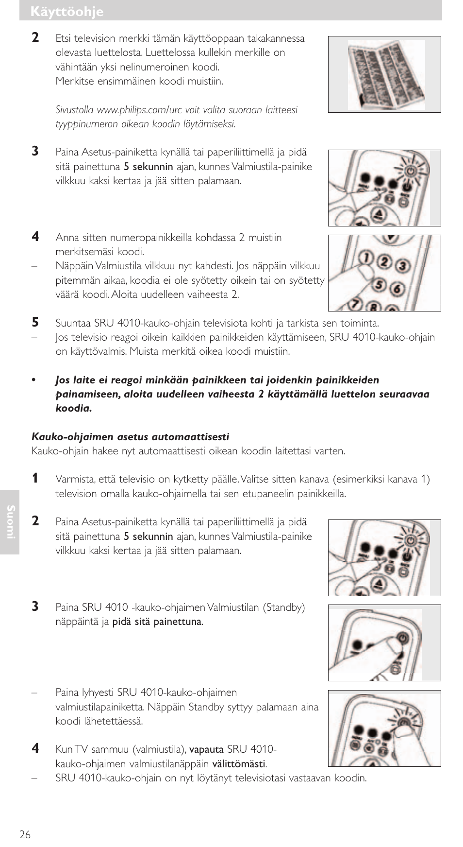 Käyttöohje | Philips SRU4010 User Manual | Page 26 / 64