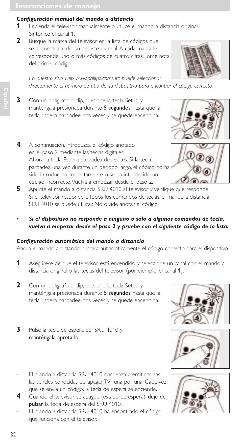 Instrucciones de manejo | Philips SRU4010 User Manual | Page 32 / 64