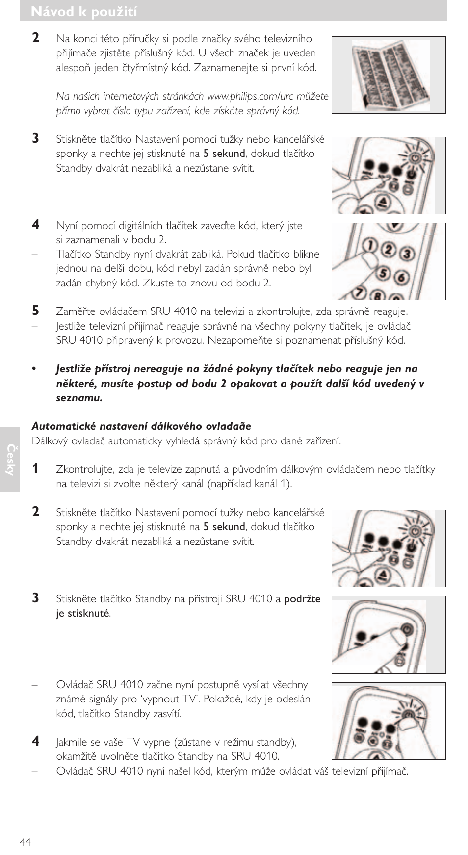 Návod k použití | Philips SRU4010 User Manual | Page 44 / 64