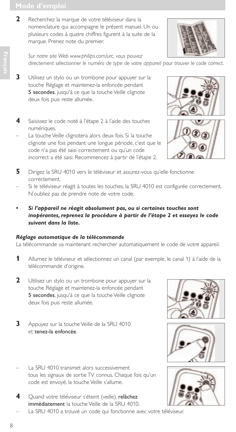 Mode d’emploi | Philips SRU4010 User Manual | Page 8 / 64