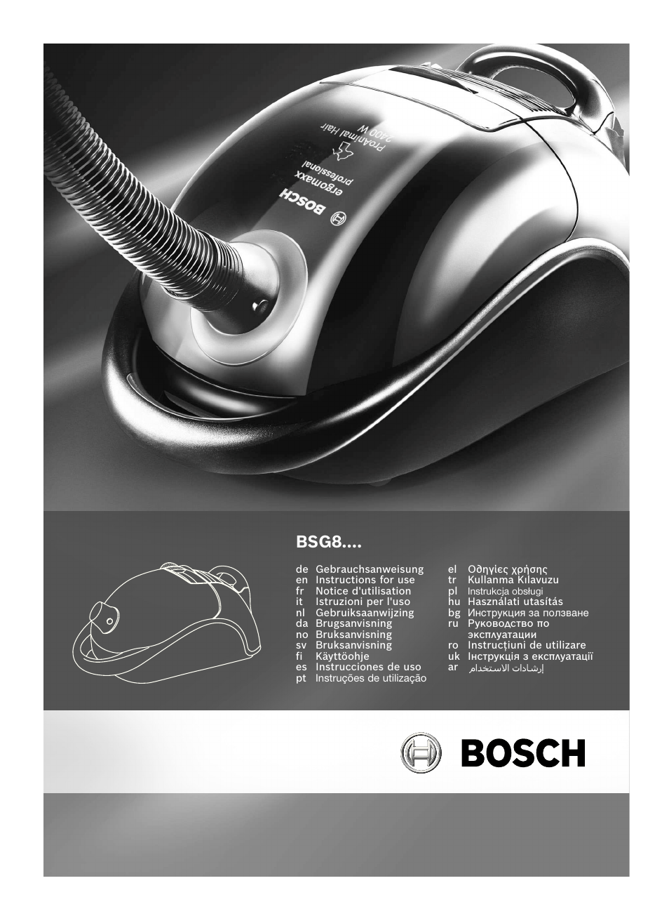 Bosch BSG82212 schwarz Bodenstaubsauger Beutel ergomaxx professional 2200 W User Manual | 142 pages