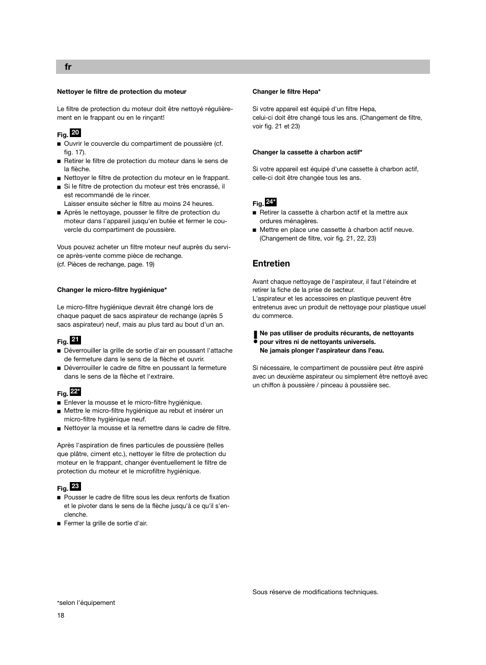 Entretien | Bosch BSG82212 schwarz Bodenstaubsauger Beutel ergomaxx professional 2200 W User Manual | Page 23 / 142