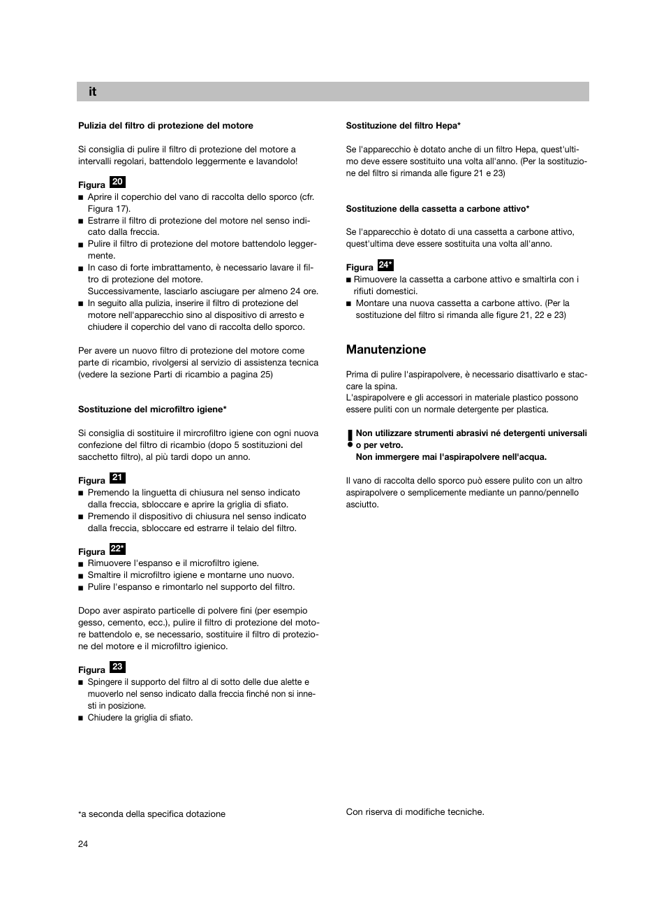 Manutenzione | Bosch BSG82212 schwarz Bodenstaubsauger Beutel ergomaxx professional 2200 W User Manual | Page 29 / 142