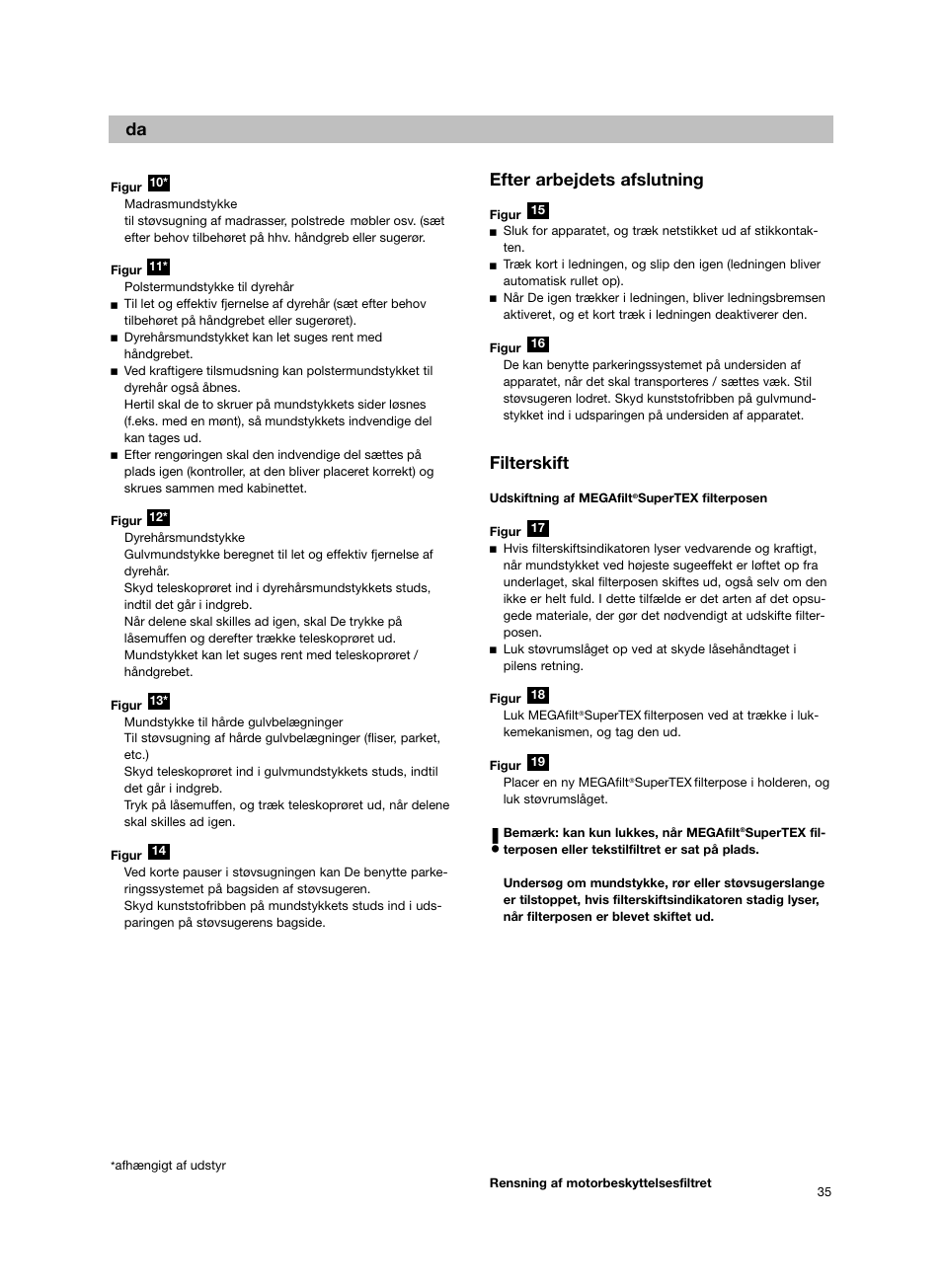 Efter arbejdets afslutning, Filterskift | Bosch BSG82212 schwarz Bodenstaubsauger Beutel ergomaxx professional 2200 W User Manual | Page 40 / 142