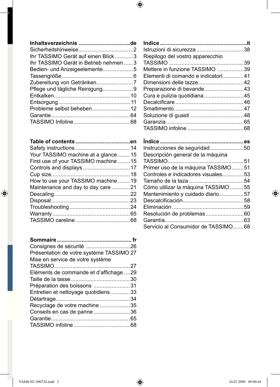 Bosch Multigetränkesystem TAS4011 Silk Silver anthrazit User Manual | Page 2 / 70