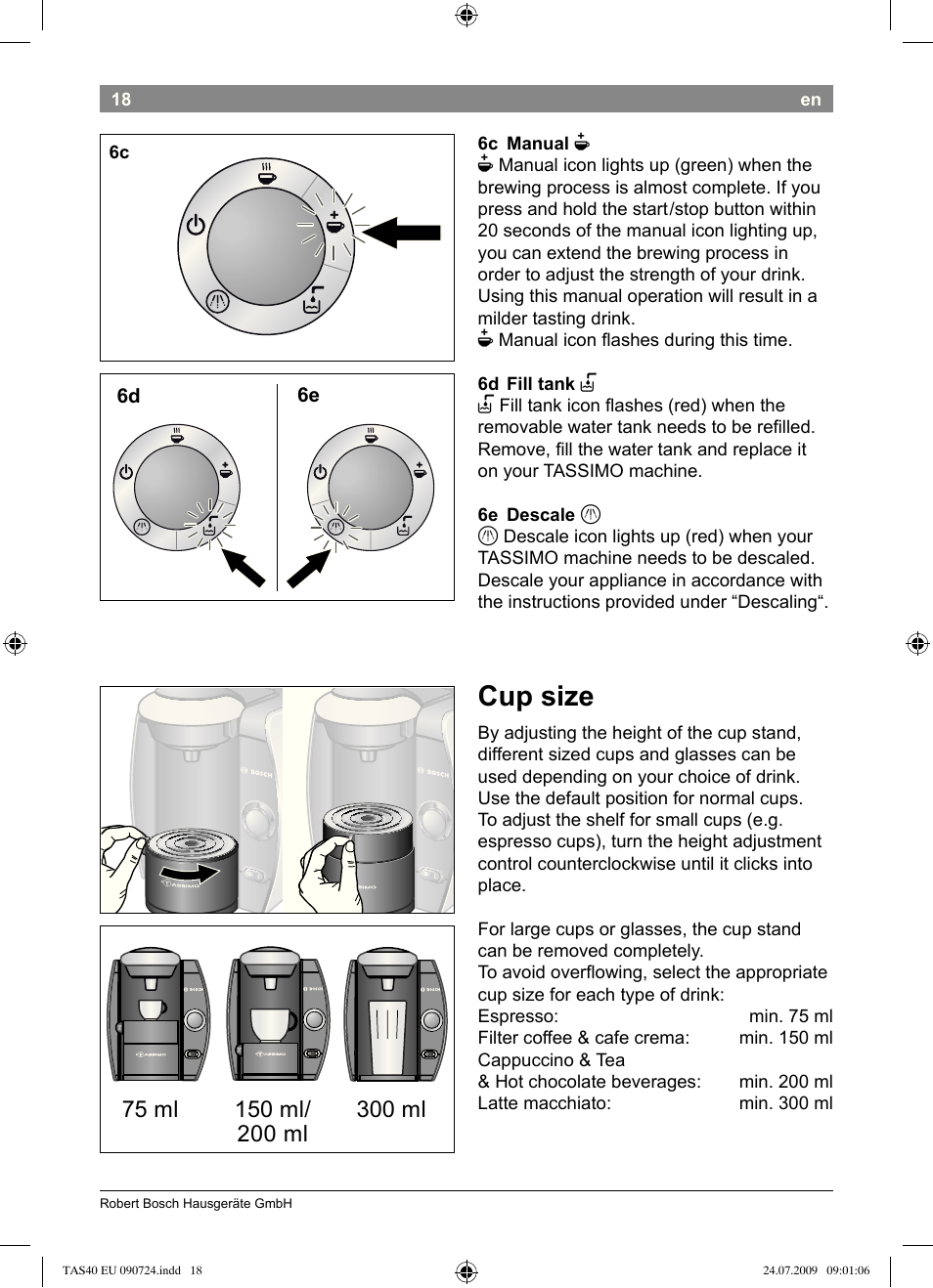 Cup.size | Bosch Multigetränkesystem TAS4011 Silk Silver anthrazit User Manual | Page 20 / 70