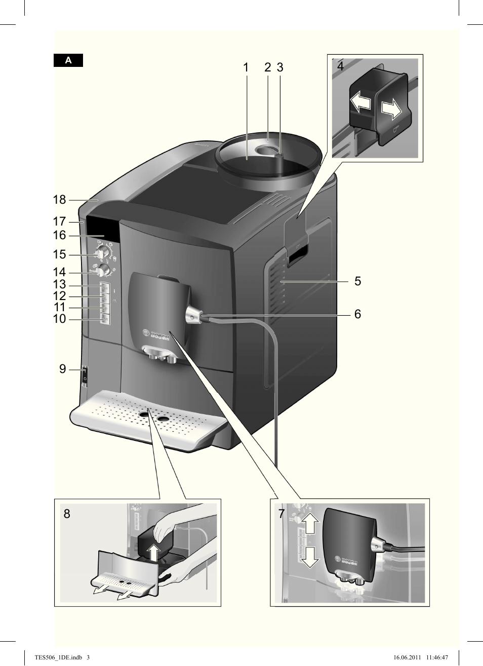 Bosch TES50658DE VeroCafe LattePro Kaffeevollautomat Dunkles Espressobraun Dark Espresso User Manual | Page 3 / 88