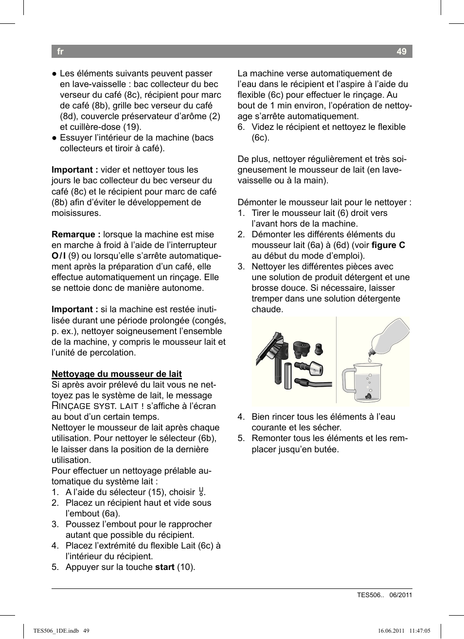 Rinçage syst. lait | Bosch TES50658DE VeroCafe LattePro Kaffeevollautomat Dunkles Espressobraun Dark Espresso User Manual | Page 53 / 88