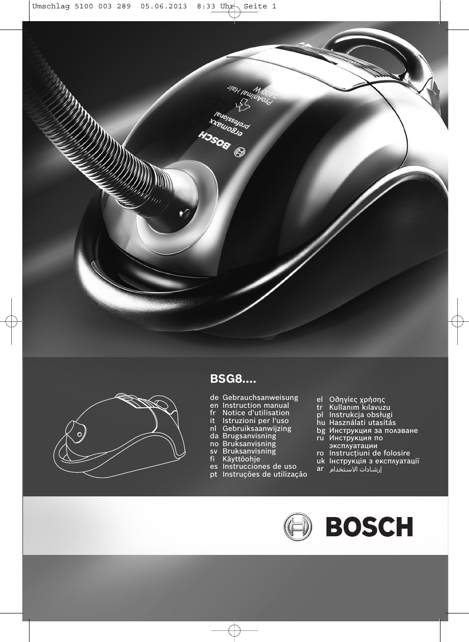 Bosch BSG82502 kirschrot-metallic Bodenstaubsauger Beutel ergomaxx pro. hard floor 2500 User Manual | 151 pages